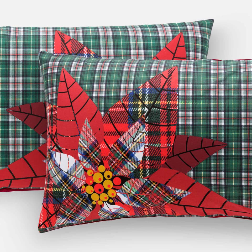 Coppia Federe In Cotone Natalizio