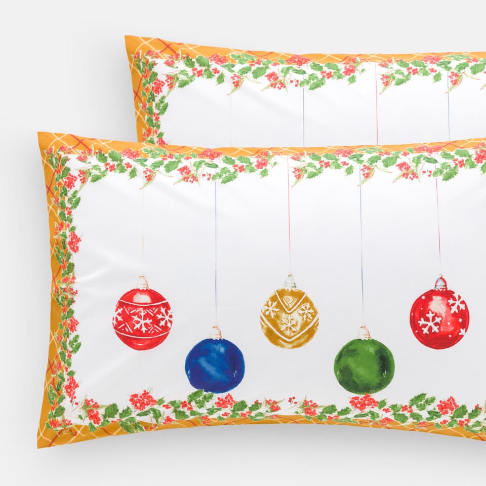 Coppia Federe In Cotone Natalizio