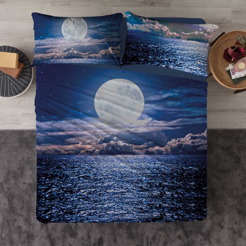 Completo Lenzuolo Copriletto Cotone Luna