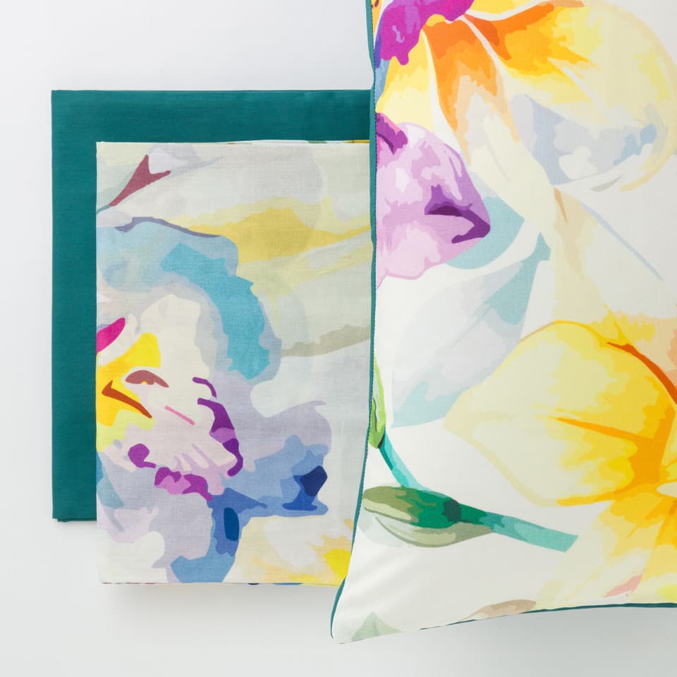 Completo Lenzuolo Copriletto In Stampa Digitale Narciso