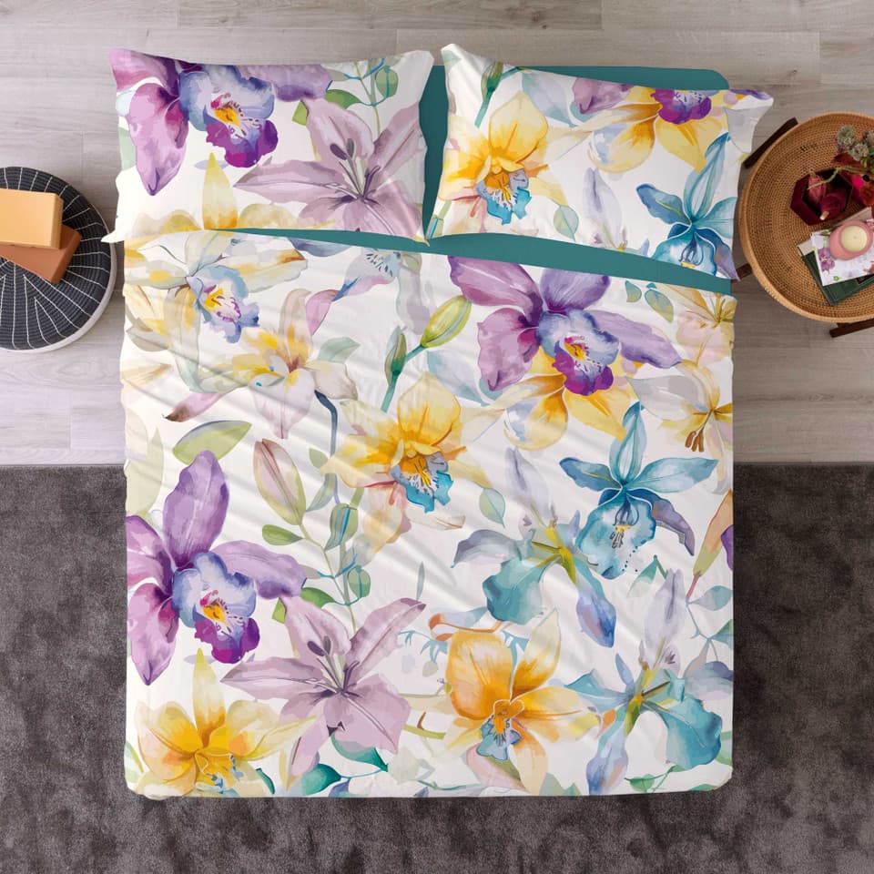 Completo Lenzuolo Copriletto In Stampa Digitale Narciso