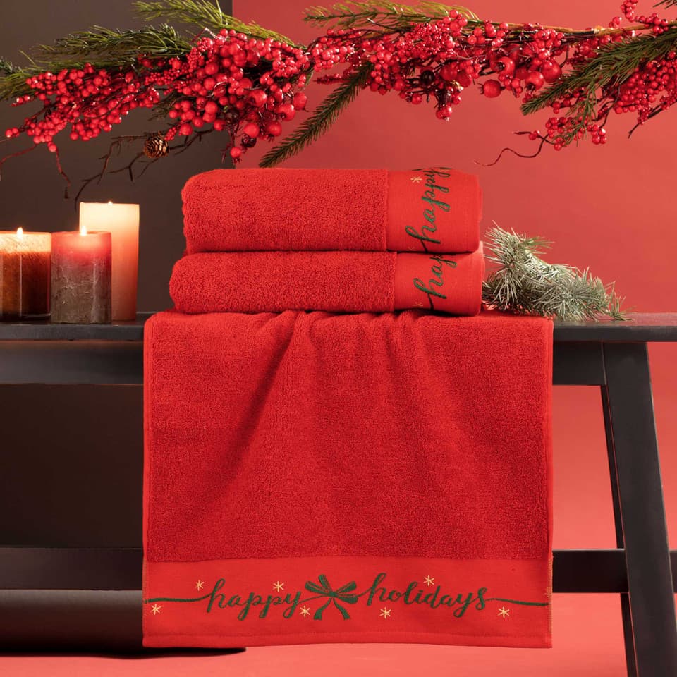 Set 1 1 Spugna Jacquard Happy Holidays