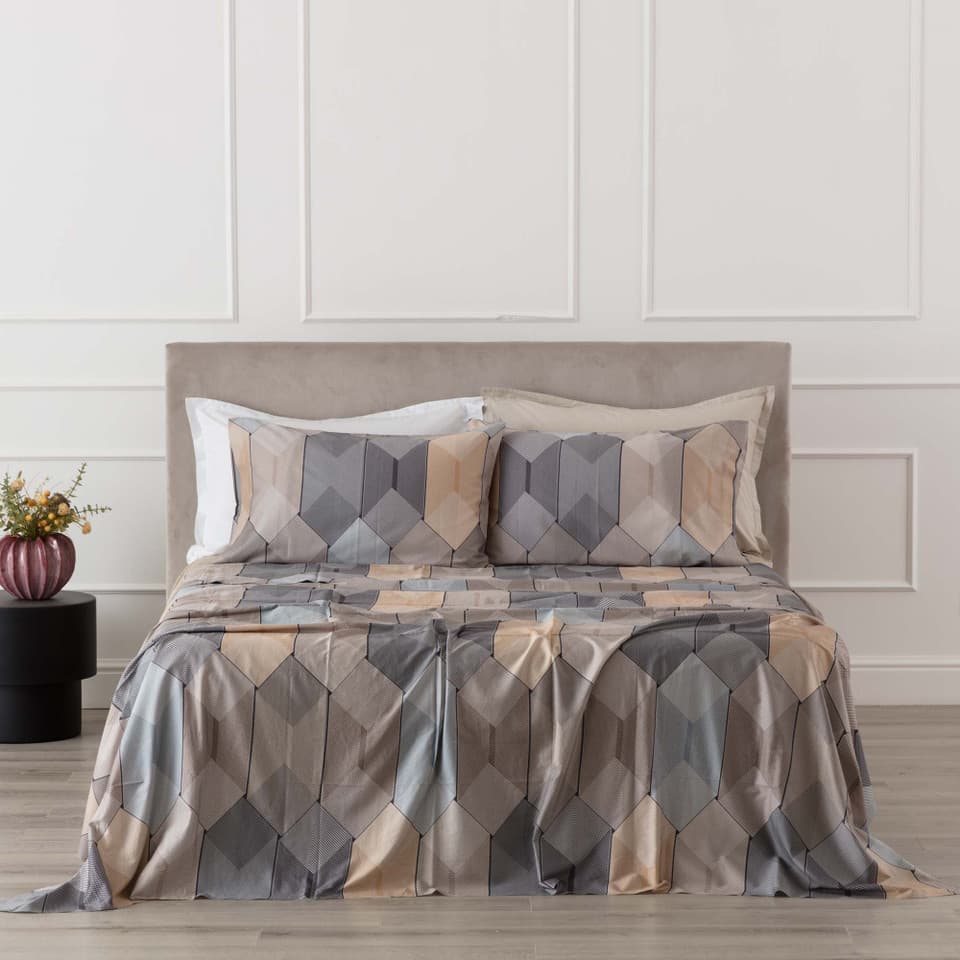 Completo Letto In Raso Stampato Diamante