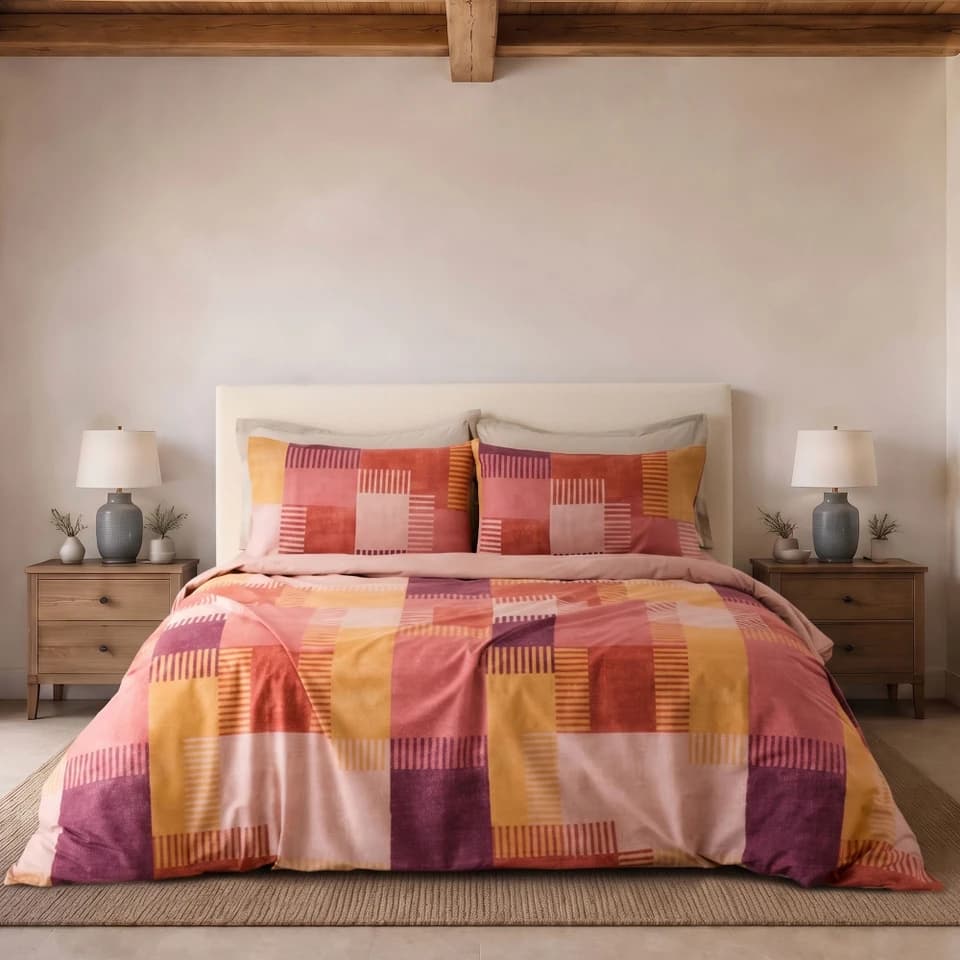 Parure copripiumino in cotone fantasia geometrica patchwork PARKER