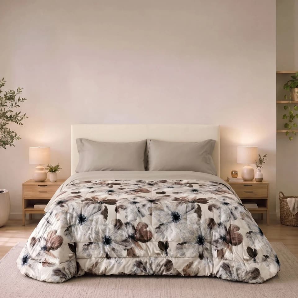 Trapunta invernale in velluto floreale 350 g/m² DECLAN
