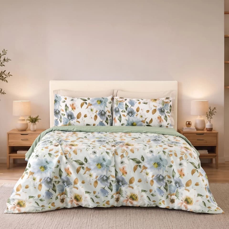 Parure copripiumino in cotone fantasia floreale TIOMEN