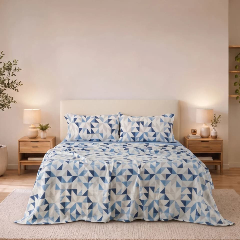 Completo Letto In Pile Stampato Fantasia Geometrica Goe