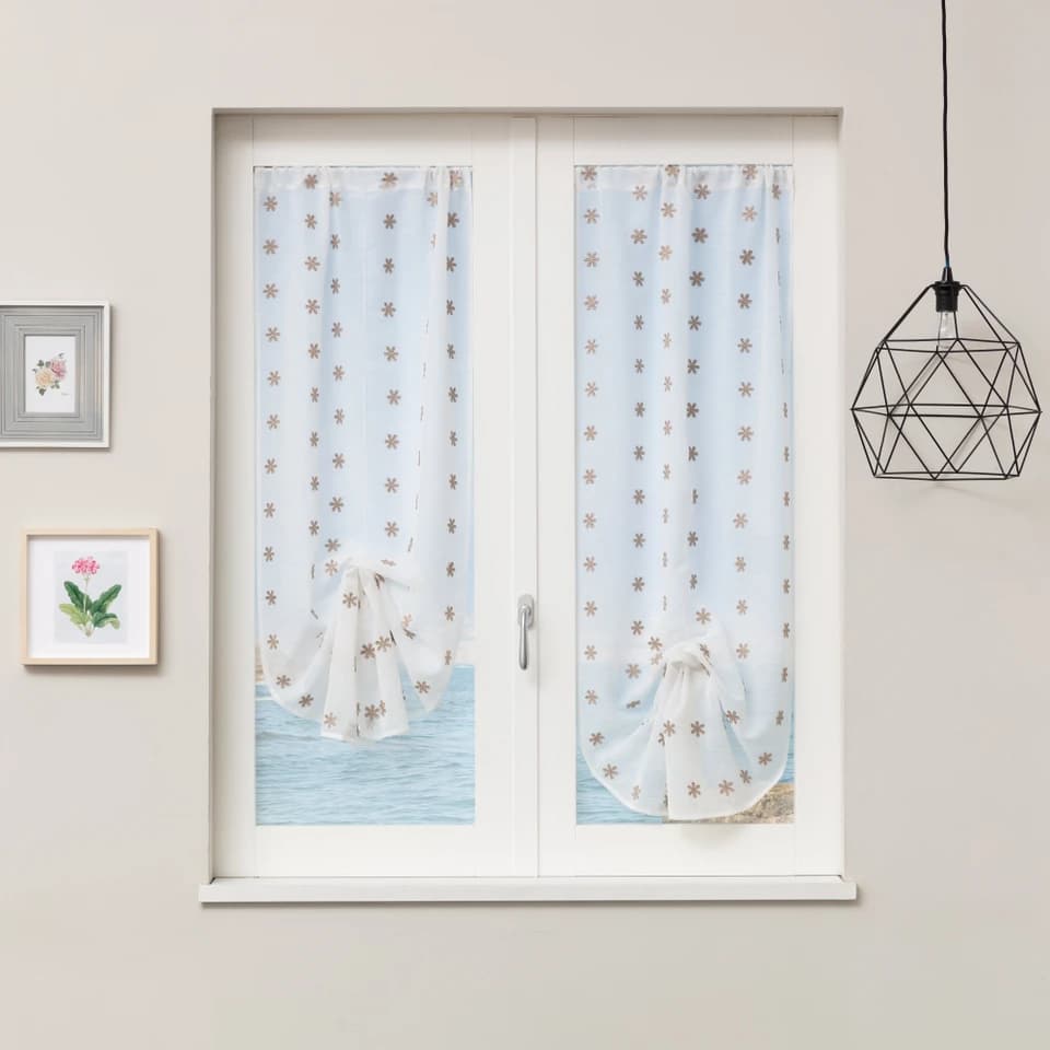 Coppia tendine roll up MARGIE con ricamo floreale e asticelle a molla