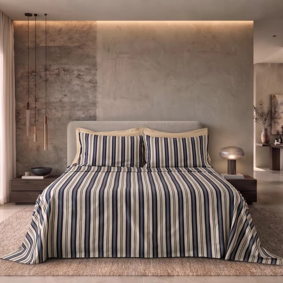 Completo Letto In Raso 300 Fili Fantasia Regimental Kelburn