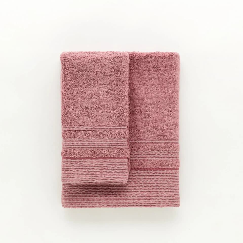 Set Asciugamani 1+1 In Spugna Con Bordura Jacquard Olimpia