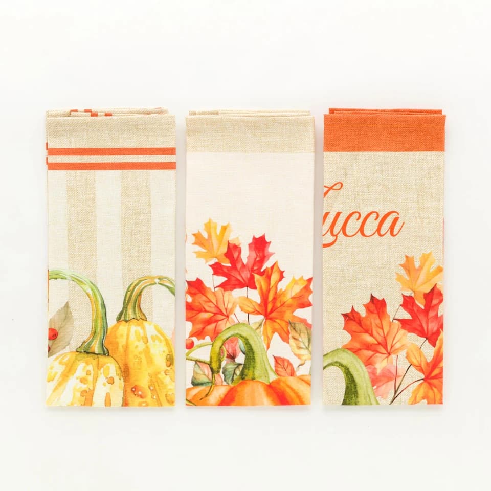 Set 3 canovacci da cucina fantasia autunnale ZUCCA