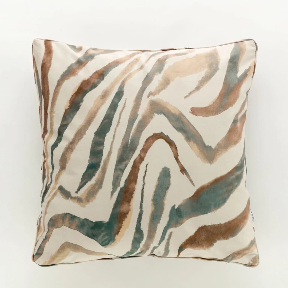 Cuscino Arredo 50x50 Cm In Velluto Fantasia Zebrata Astratta Zama
